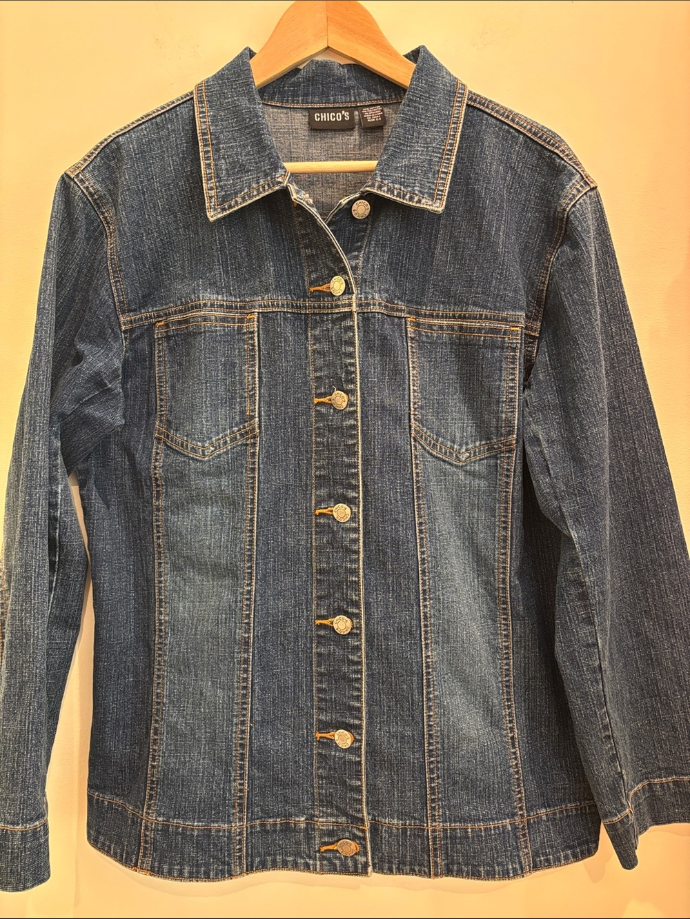 Chico’s Denim Jacket Boxy Denim Size Large